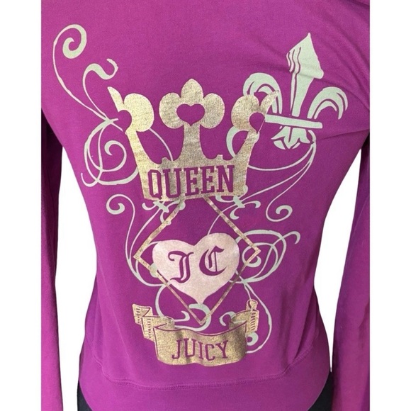Vintage Juicy Couture Women's Purple and Gold Hoodie Jacket - Picture 2 of 6